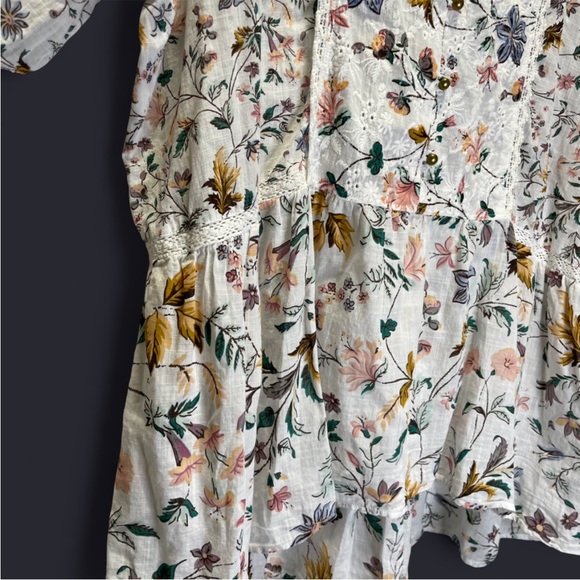 Anthropologie Romantic Floral Lace Trim Blouse XL - Picture 6 of 8